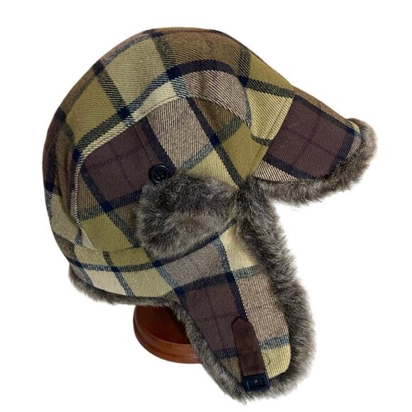 David & Young Men's Sustainable Recycled Fashion Beanie OS Brown Black Faux Fur - Picture 6 of 7